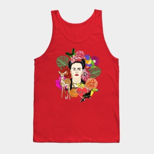 Mexican lady with flowers and animals Tank Top